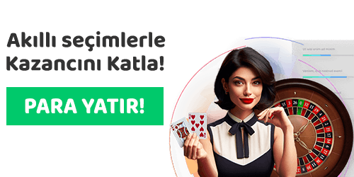 rulet ve elinde kağıt tutan kadın yer alan para yatır afişi